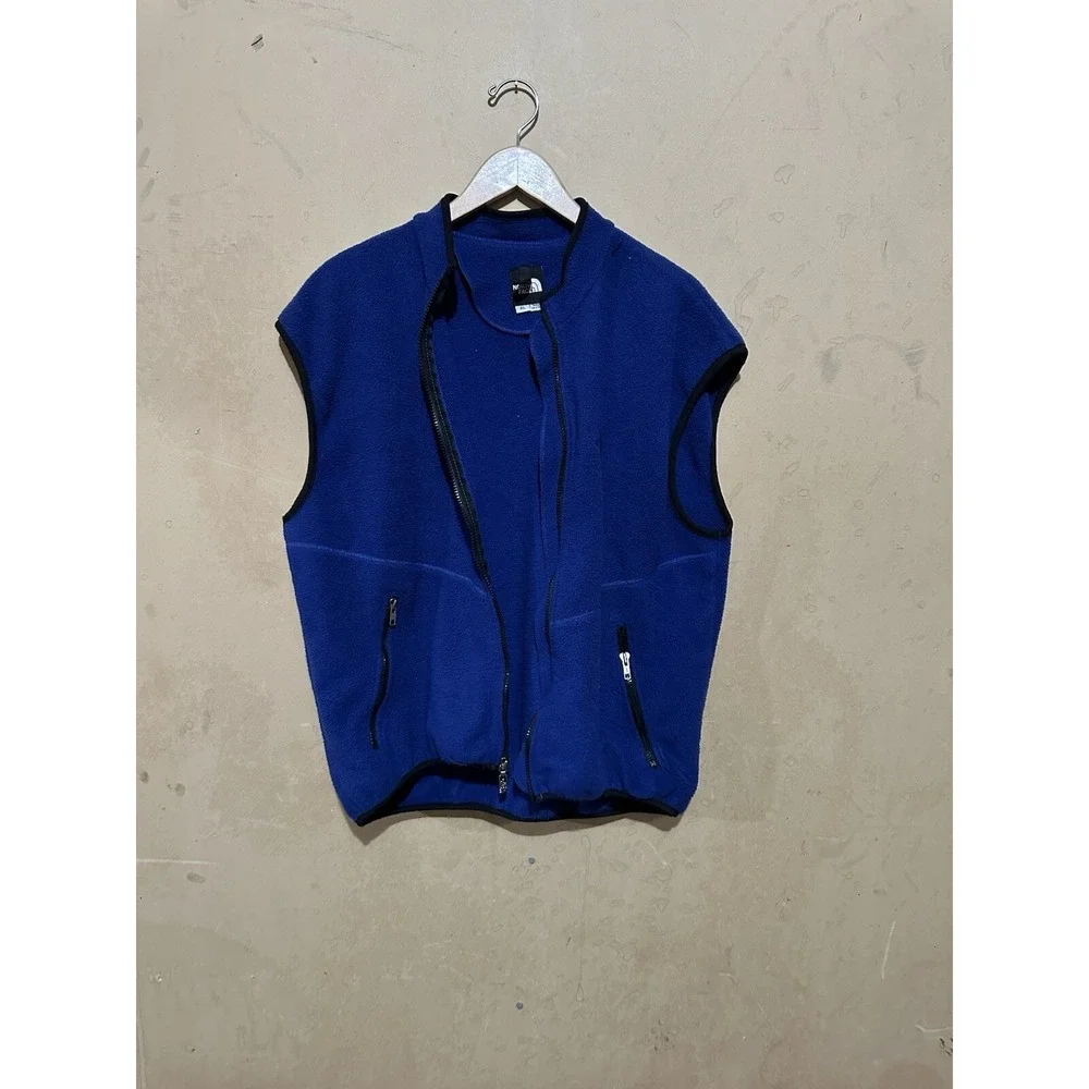 Vintage 90s The North Face Blue Fleece Full Zip Vest Made In USA Lightweight XL